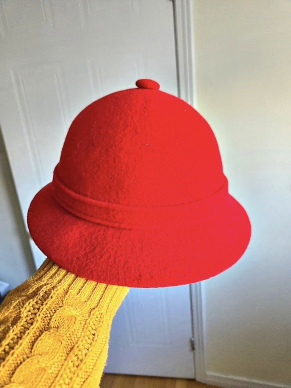 Vintage Red Cloche Hat Wool